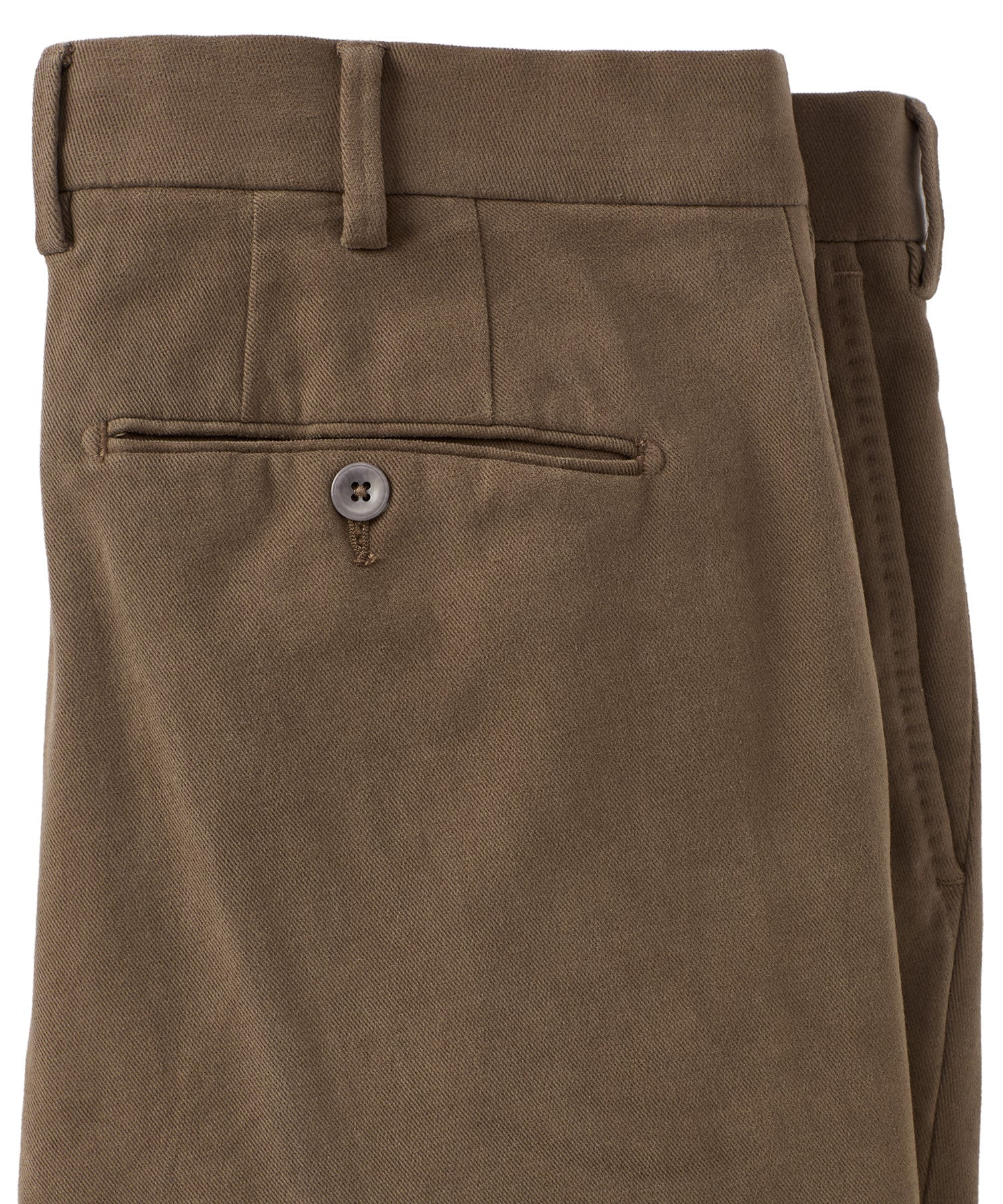Italian Brushed Twill Luxury Flat Front Cotton Stretch Trouser in Warm Pewter (Choice of Fits) by 6 East by Ballin