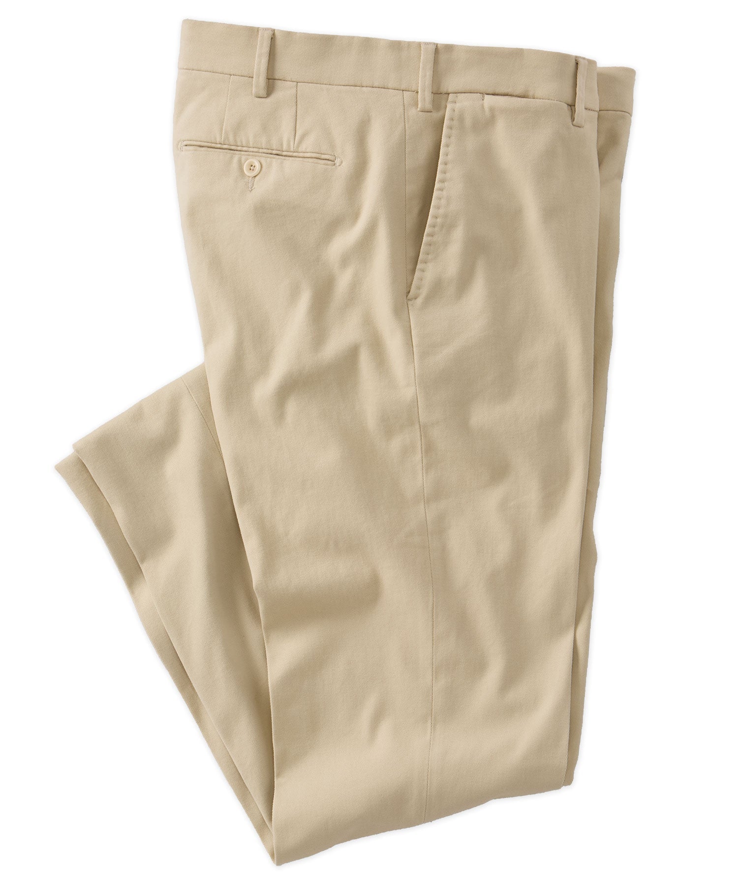 Italian Brushed Twill Luxury Flat Front Cotton Stretch Trouser in Winter White (Choice of Fits) by 6 East by Ballin