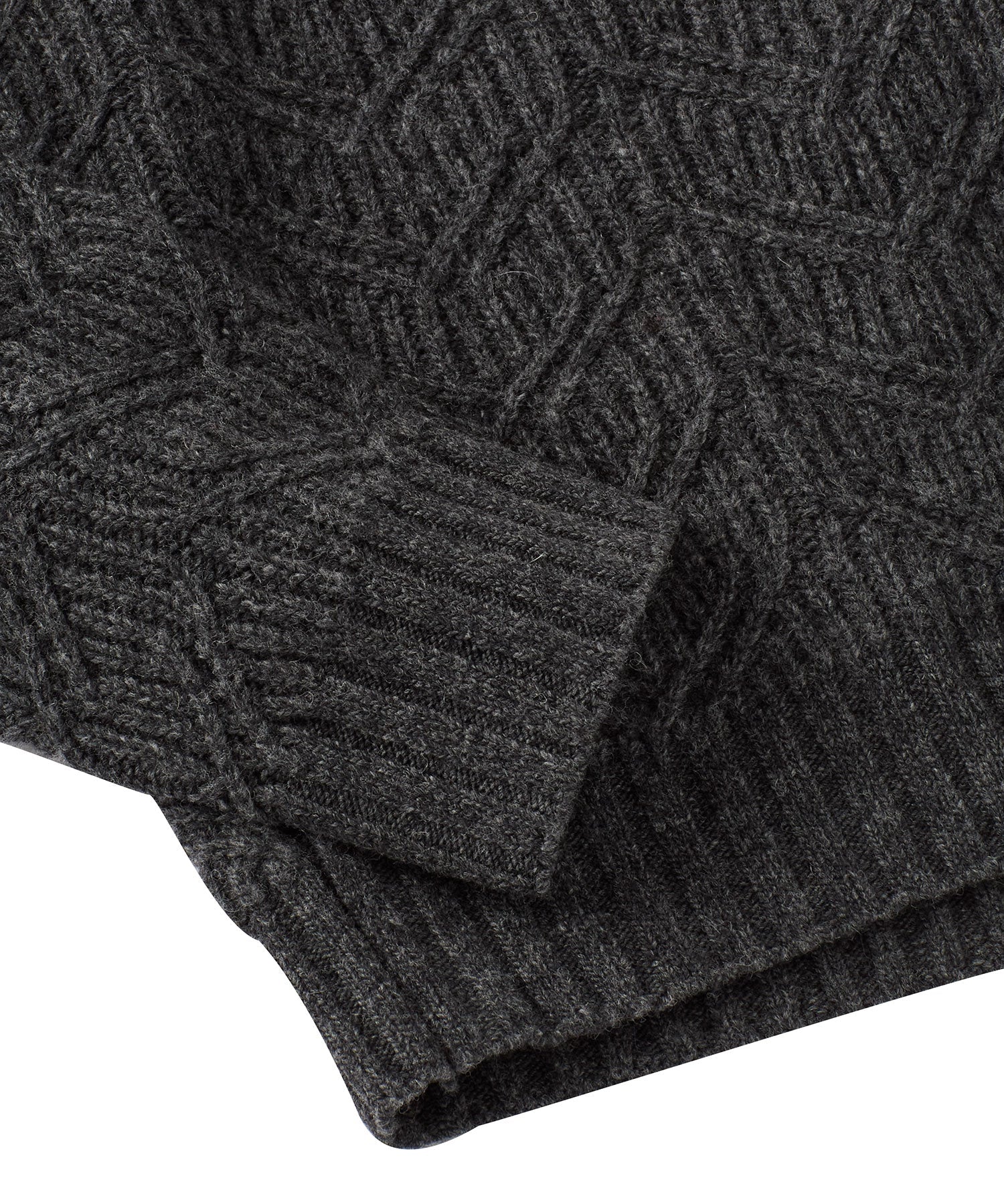Merino Wool Blend Ribbed Jacquard Cardigan Sweater in Charcoal by Borgo28