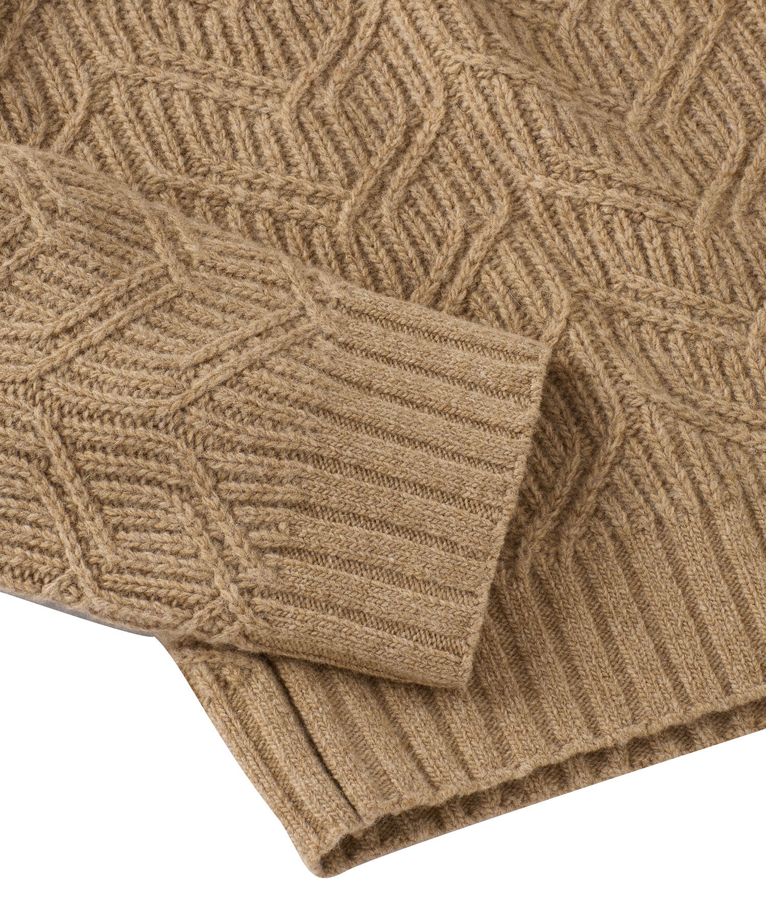 Merino Wool Blend Ribbed Jacquard Cardigan Sweater in Oatmeal by Borgo28