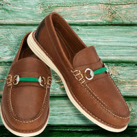 Freeport Interchangeable 'Bridge Bits' Hybrid Loafer in Gridiron Brown Leather by T.B. Phelps