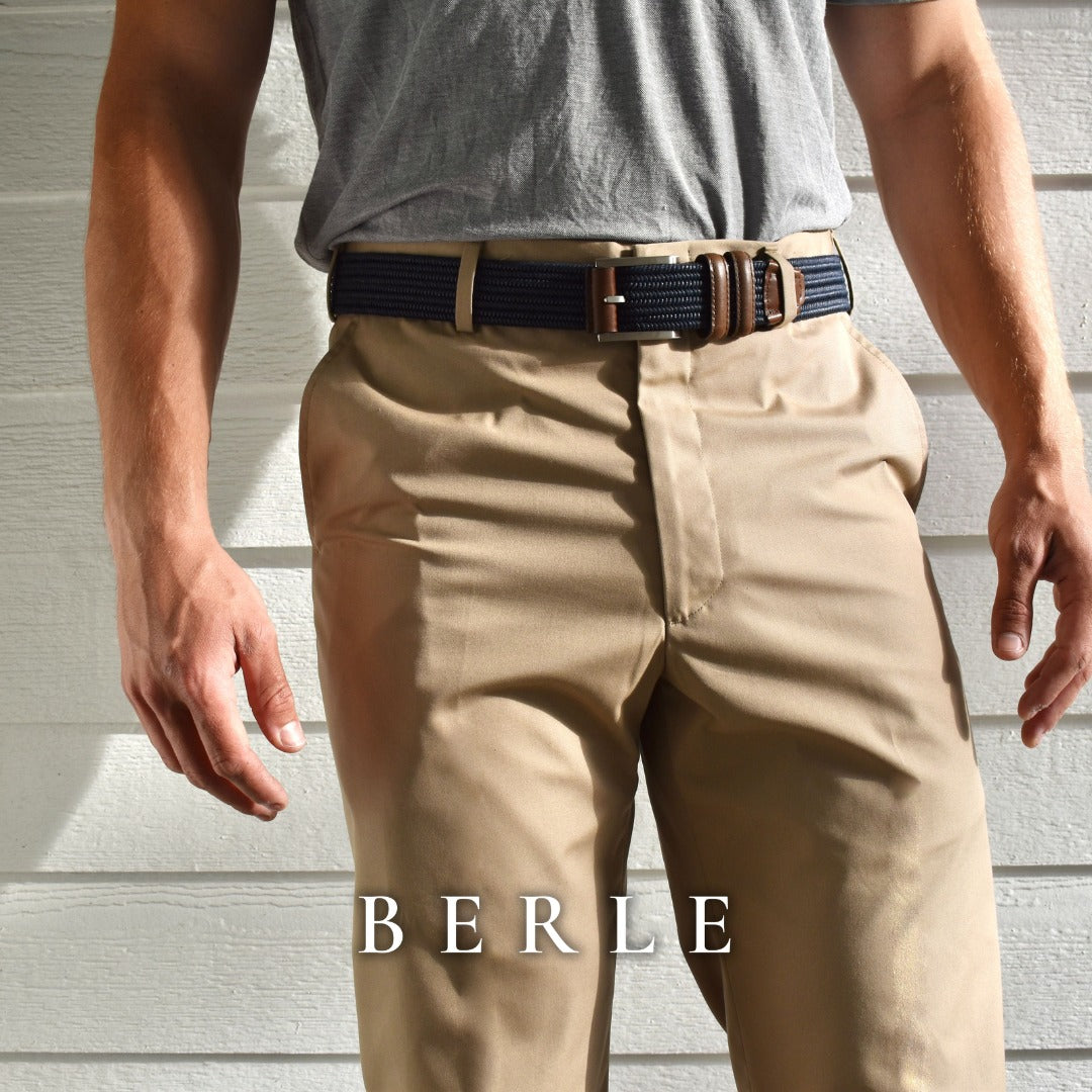 Prime Poplin Trouser in Dark Khaki (Regent Plain Front - Regular, Short, & Long Rise) by Berle