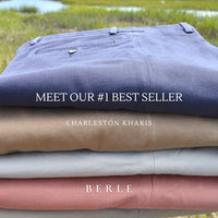 Washed Khaki Pant in Navy (Oak Double Reverse Pleat) by Charleston Khakis
