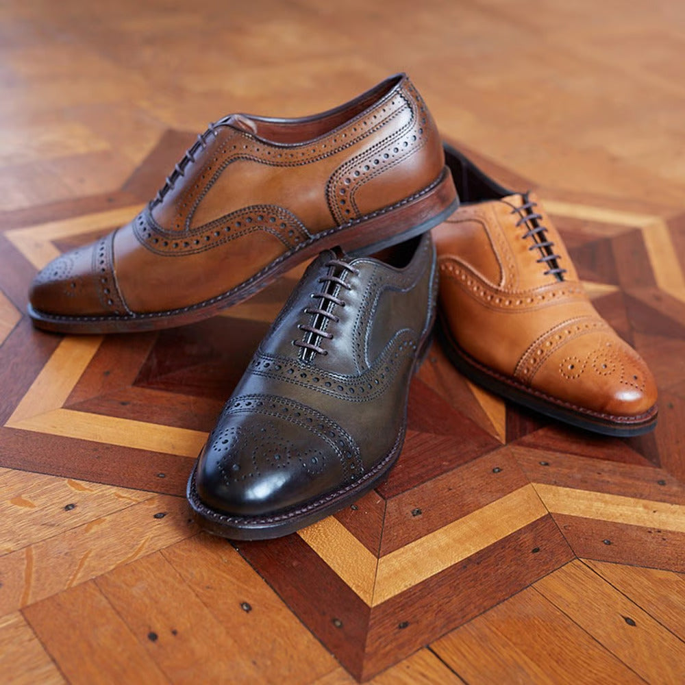 Strand Cap-Toe Oxford Dress Shoe with Perf Detailing in Walnut Leather by Allen Edmonds