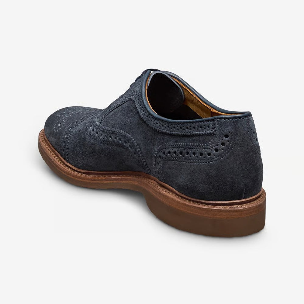 Strand Verse Cap-Toe Oxford Dress Shoe with Perf Detailing in Navy Suede by Allen Edmonds