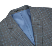 Stretch Performance 2-Button CLASSIC FIT Suit in Grey and Blue Check (Short, Regular, and Long Available) by Renoir
