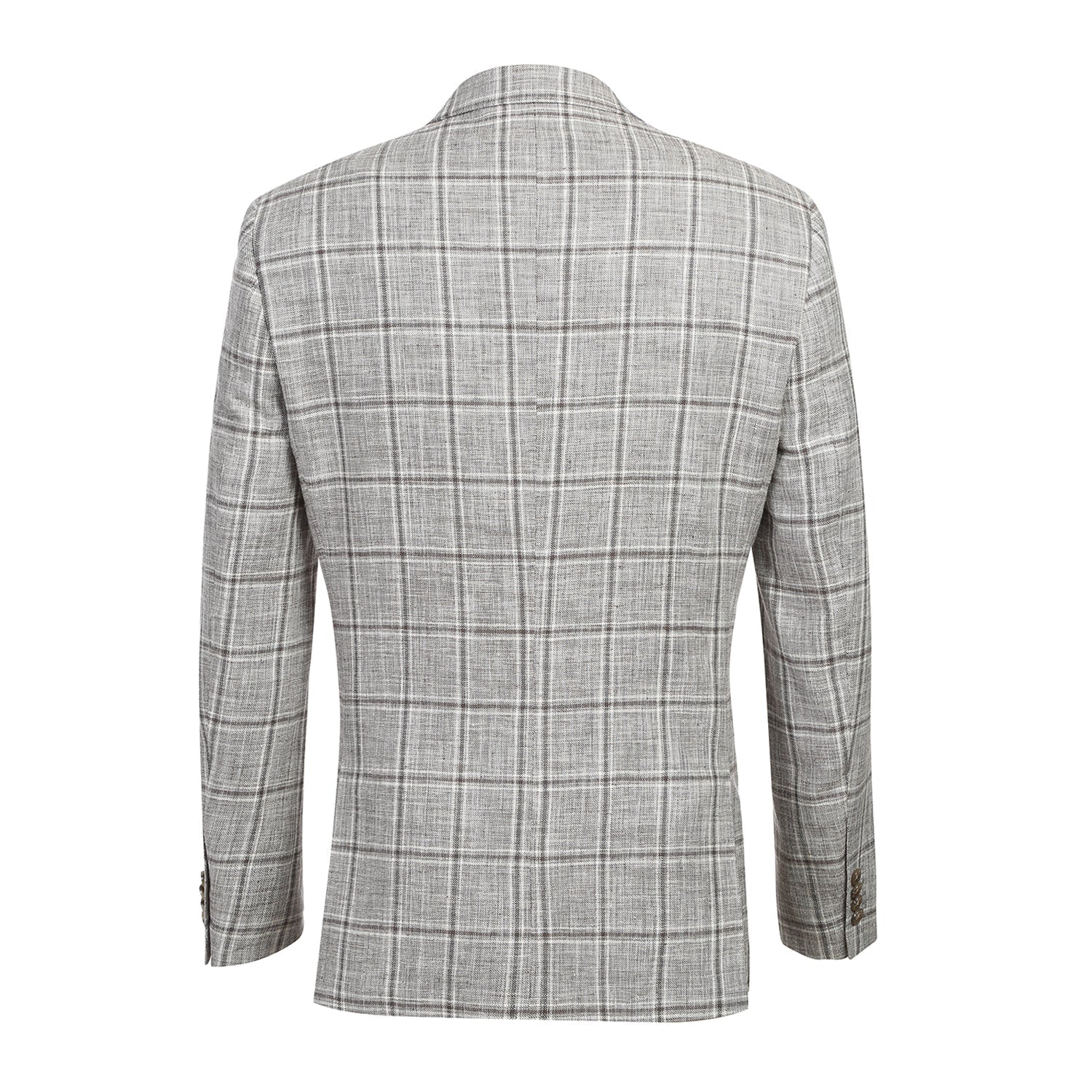 Single Breasted SLIM FIT Linen and Cotton Sport Coat in Khaki and Grey Plaid (Short, Regular, and Long Available) by Renoir