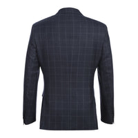 Wool Stretch Single Breasted SLIM FIT Suit in Navy Check (Short, Regular, and Long Available) by English Laundry