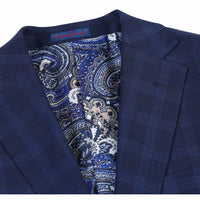 Stretch Performance Single Breasted SLIM FIT Suit in Navy Check (Short, Regular, and Long Available) by English Laundry