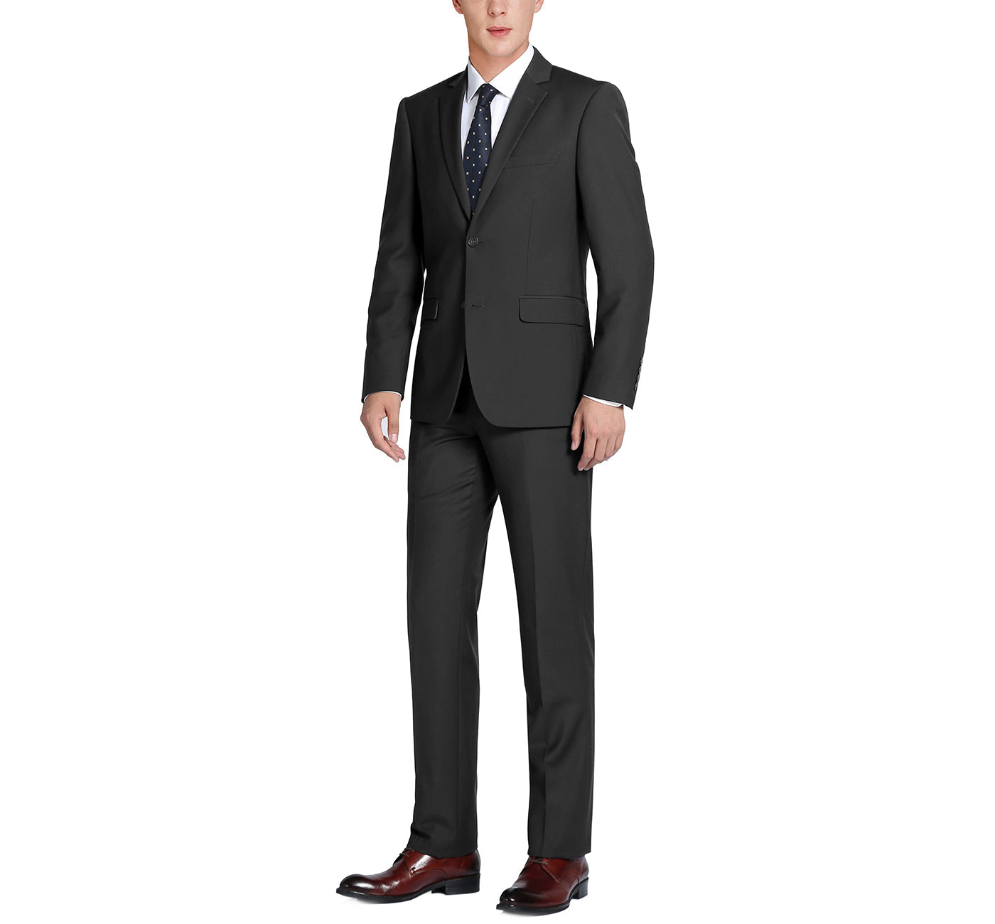 Super 140s Stretch Wool 2-Button CLASSIC FIT Suit in Black (Short, Regular, and Long Available) by Renoir