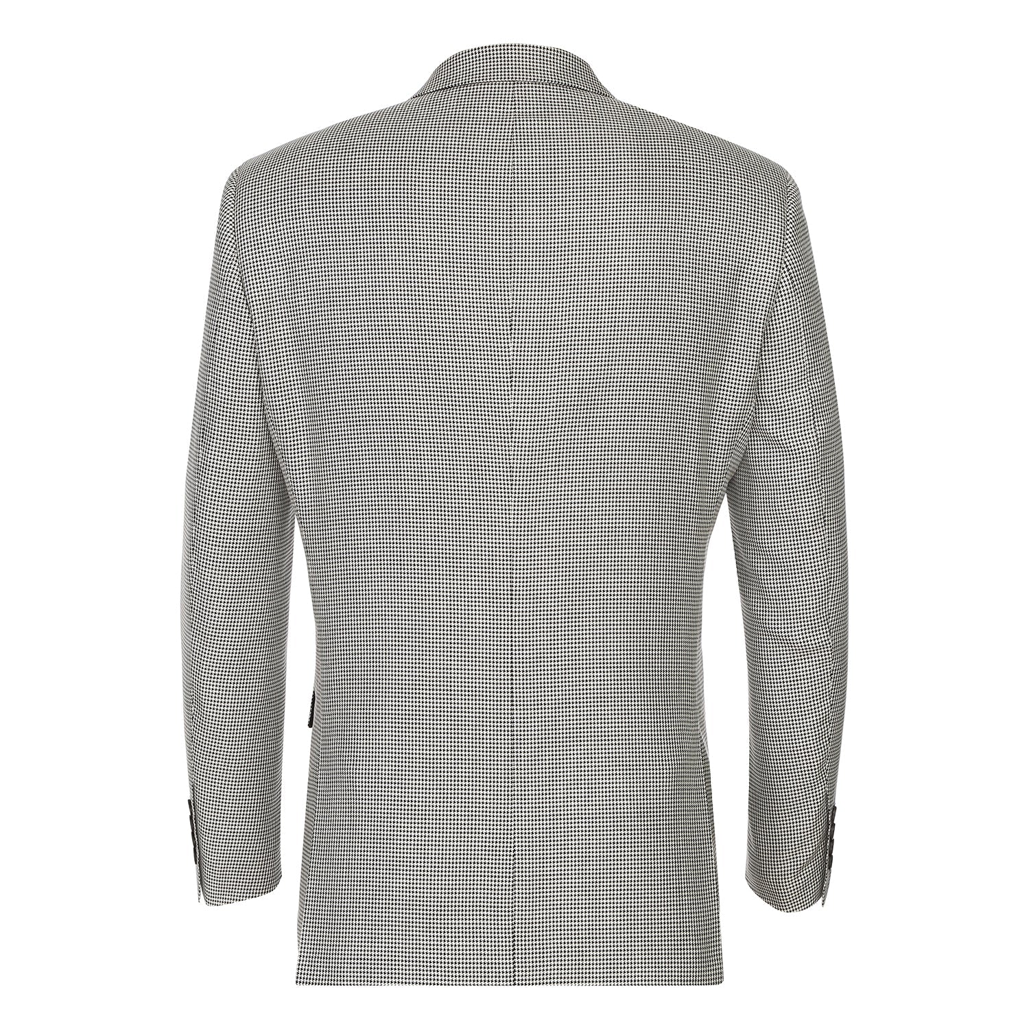 Single Breasted SLIM FIT Wool and Silk Sport Coat in Black and Winter White Houndstooth (Short, Regular, and Long Available) by Renoir