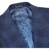 Wool Stretch Double Breasted SLIM FIT Suit in Grey and Brown Plaid (Short, Regular, and Long Available) by English Laundry