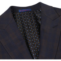 Stretch Performance Double Breasted SLIM FIT Suit in Brown with Navy Check by English Laundry