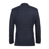 Wool Stretch Single Breasted SLIM FIT Suit in Dark Blue and Burgundy Check (Short, Regular, and Long Available) by English Laundry