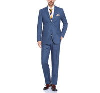 Performance 2-Button SLIM FIT Suit in Medium Blue Mélange (Short, Regular, and Long Available) by Renoir