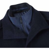 Wool Blend SLIM FIT Short Overcoat with Zip-Out Lining in Navy (Regular, Short, & Long Lengths) by English Laundry