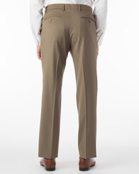 Super 130s Loro Piana Wool Gabardine Flat Front Trouser in British Tan, Size 46 (Park Traditional Fit) by 6 East by Ballin