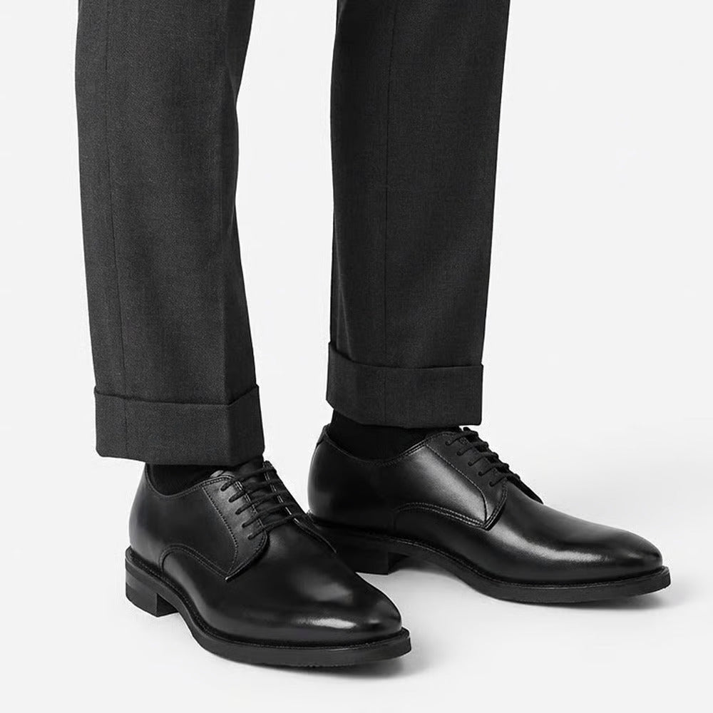 Ramsey Plain-Toe Derby Dress Shoe in Black Leather by Allen Edmonds