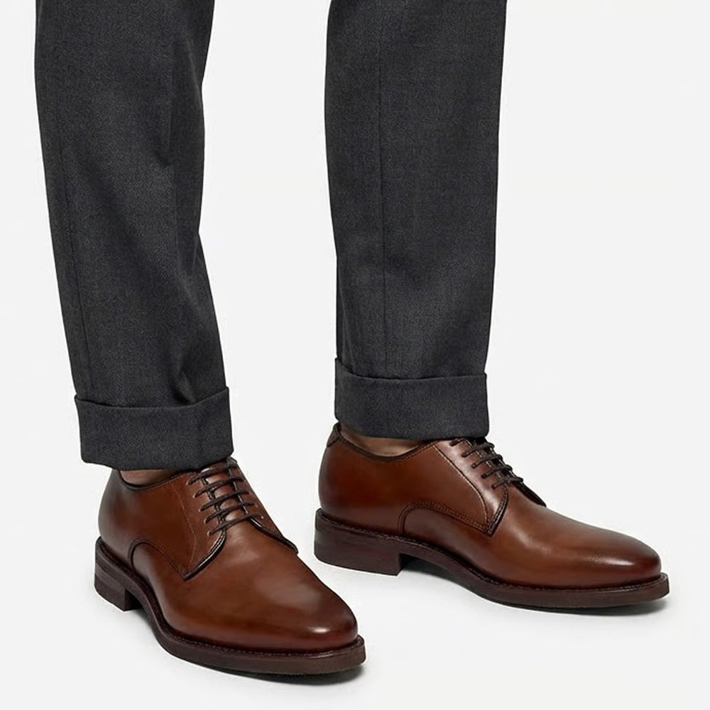 Ramsey Plain-Toe Derby Dress Shoe in Chili Leather by Allen Edmonds