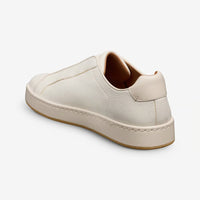 Banks Court Slip-On Stretch-Lace Sneaker in White Leather by Allen Edmonds