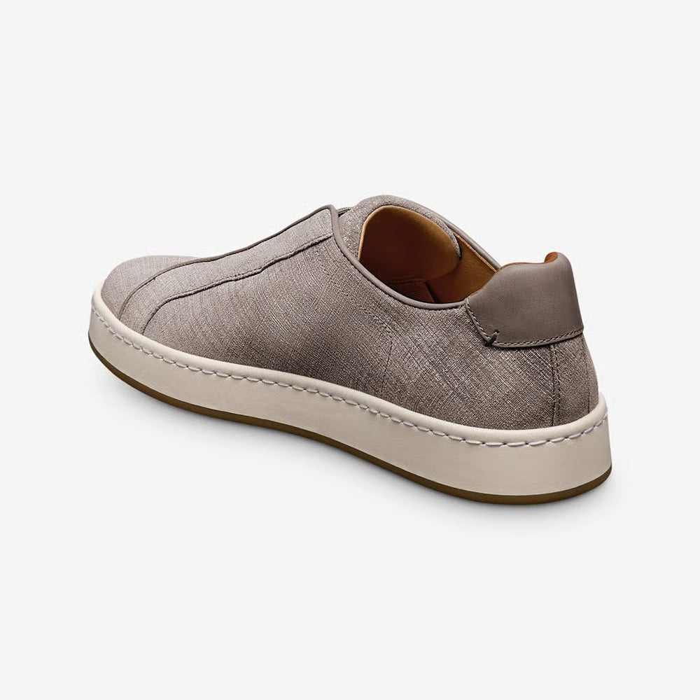 Banks Court Slip-On Stretch-Lace Sneaker in Vapor Denim-Textured Suede by Allen Edmonds