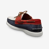 Panama Boat Shoe in Red, White, and Blue Leather and Suede by Allen Edmonds