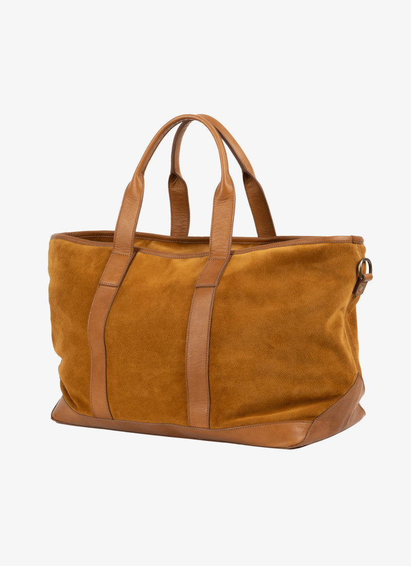 Alex Suede and Leather Travel Bag in Valencia Cider & Valhalla Nutmeg by Moore & Giles