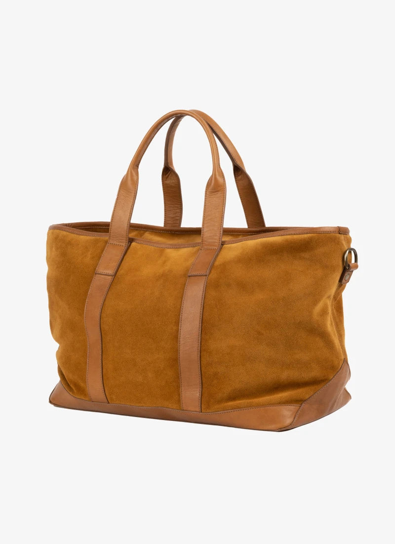 Alex Suede and Leather Travel Bag in Valencia Cider & Valhalla Nutmeg by Moore & Giles