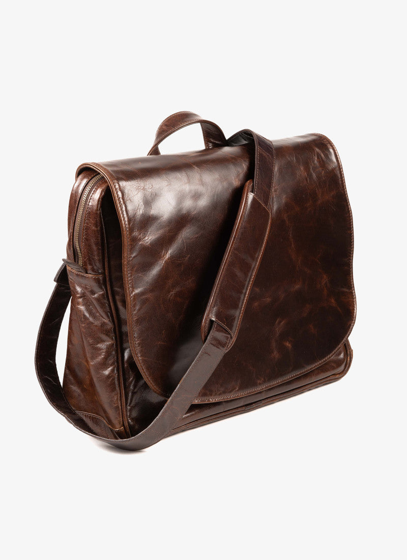 Wynn Mail Bag in Brompton Brown by Moore & Giles
