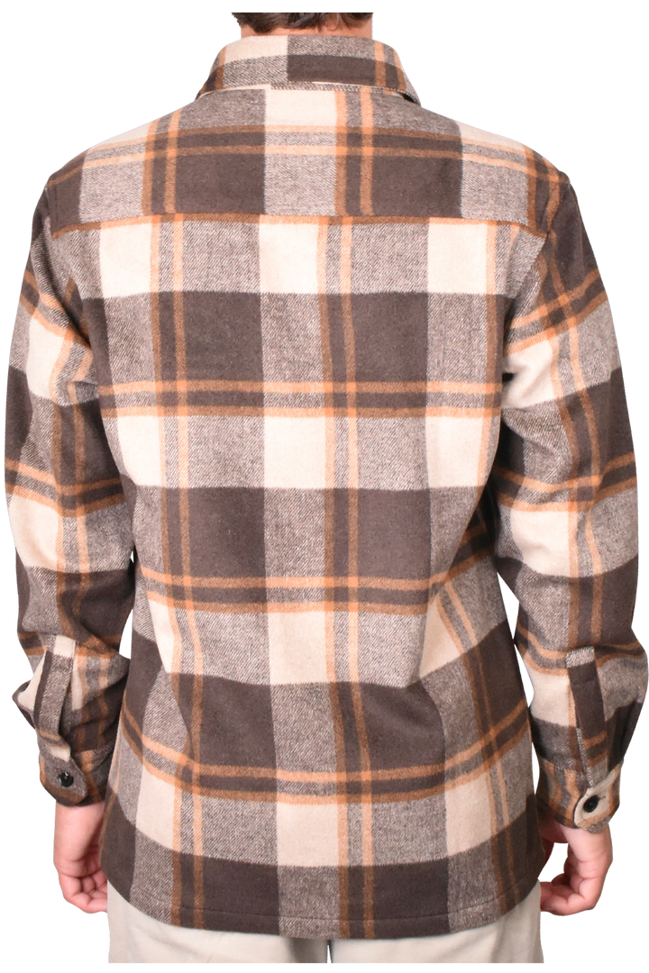 Buffalo Plaid Wool Blend Shirt Jacket in Natural/Chocolate by Vintage1946