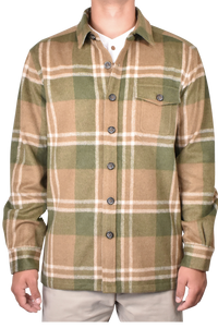 Buffalo Plaid Wool Blend Shirt Jacket in Green/Natural by Vintage1946