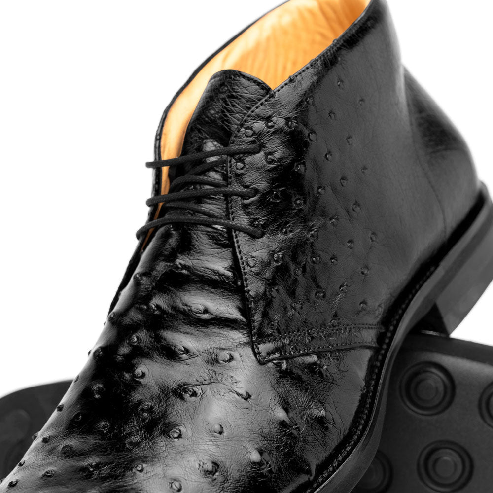 Marco Ostrich Quill Chukka Boot in Black by Zelli Italia