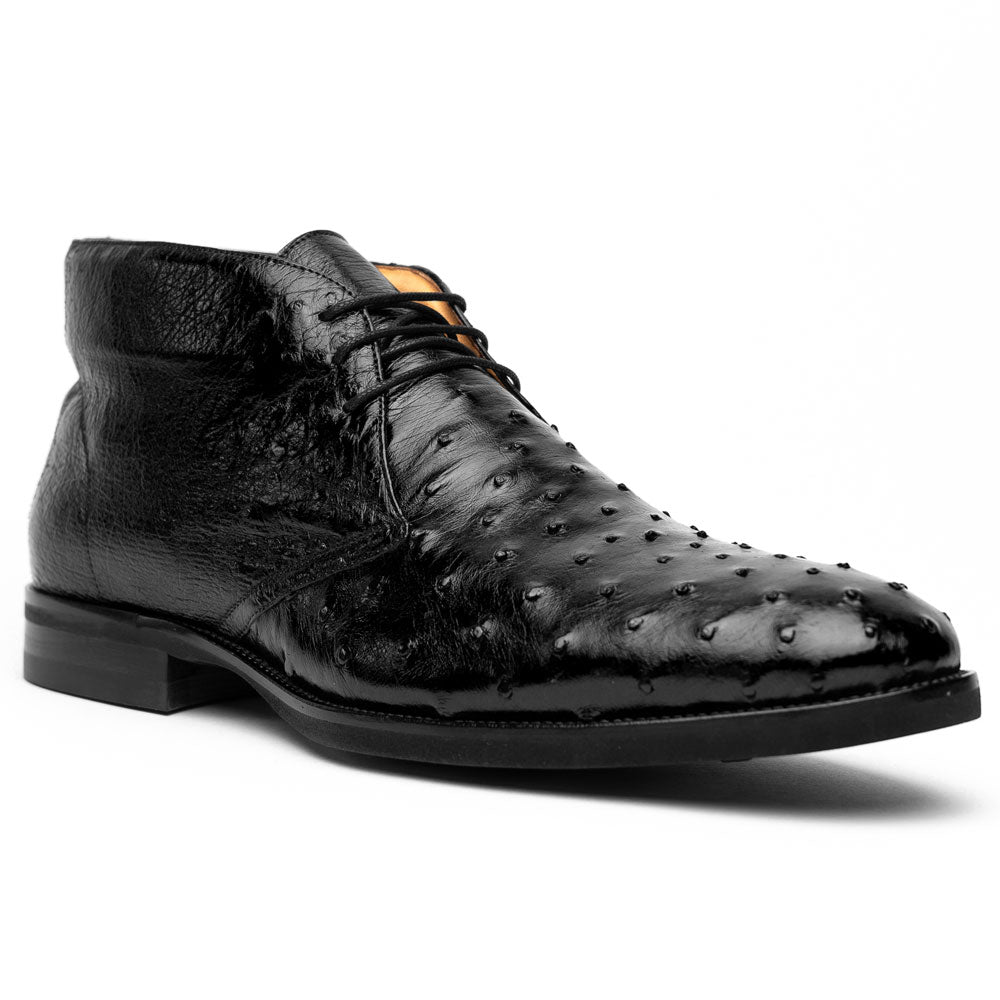 Marco Ostrich Quill Chukka Boot in Black by Zelli Italia