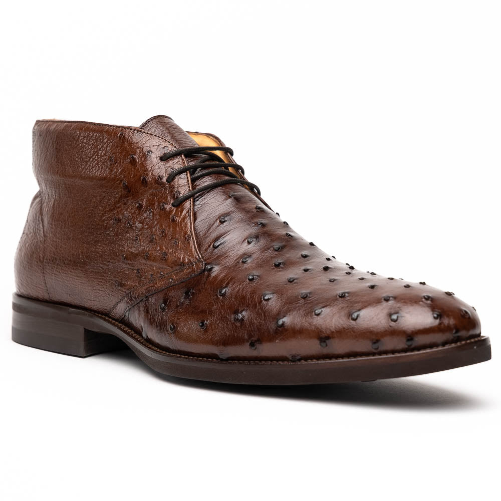 Marco Ostrich Quill Chukka Boot in Brown by Zelli Italia