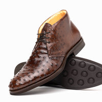 Marco Ostrich Quill Chukka Boot in Brown by Zelli Italia