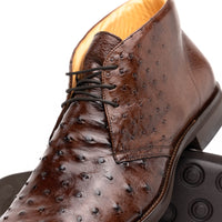 Marco Ostrich Quill Chukka Boot in Brown by Zelli Italia