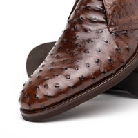 Marco Ostrich Quill Chukka Boot in Brown by Zelli Italia