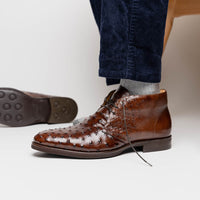 Marco Ostrich Quill Chukka Boot in Brown by Zelli Italia