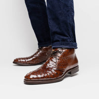 Marco Ostrich Quill Chukka Boot in Brown by Zelli Italia