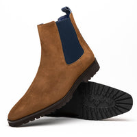 Gianna Italian Suede Chelsea Boot in Cognac by Zelli Italia