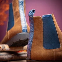 Gianna Italian Suede Chelsea Boot in Cognac by Zelli Italia