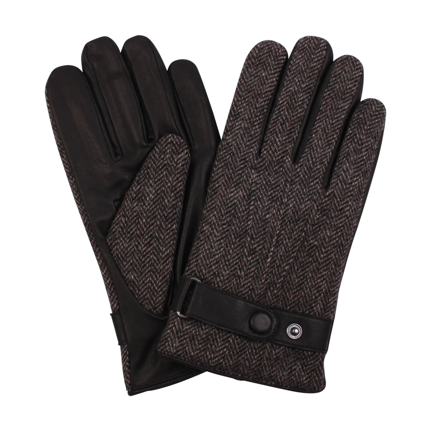 Goatskin Leather and Herringbone Gloves with Wool Lining in Black by House of Amanda Christensen