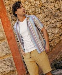 Pure Linen Drawstring Casual Shorts in Matte Gold by Borgo28
