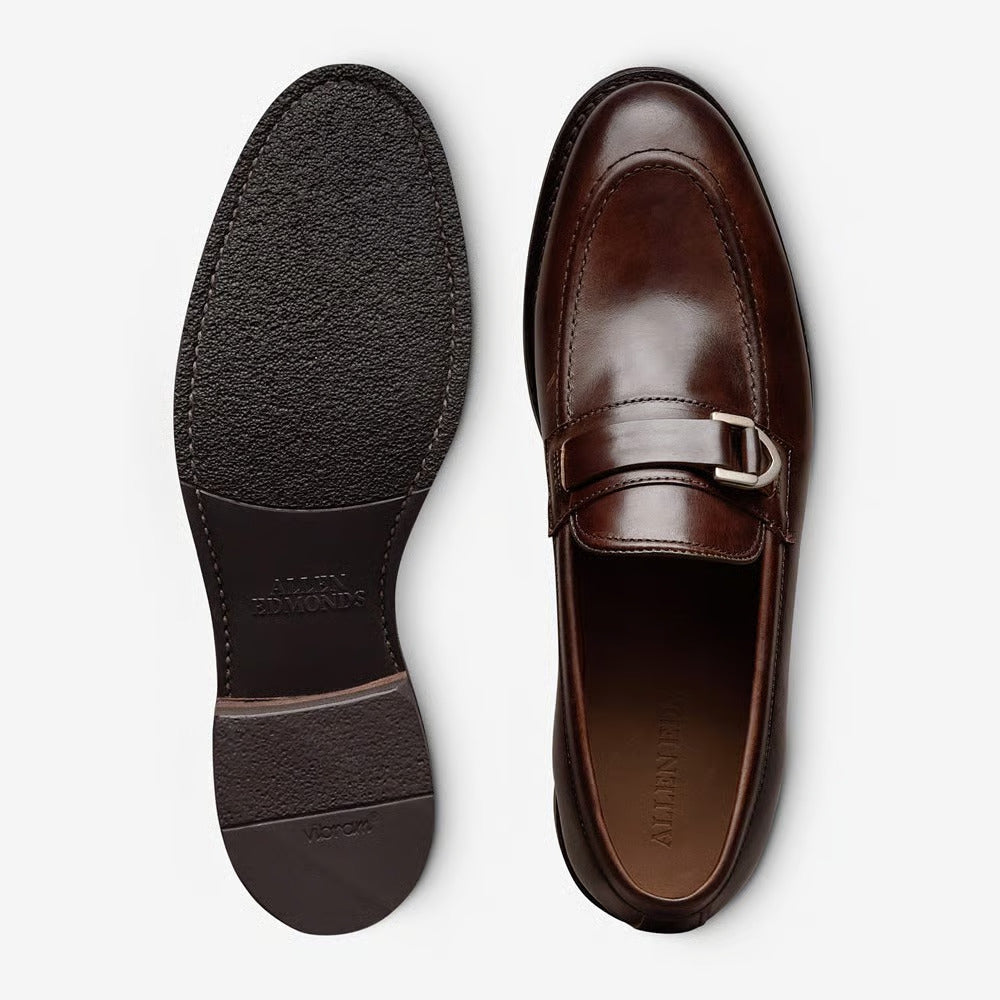 Rollins Dress Buckle Loafer in Dark Brown Leather by Allen Edmonds