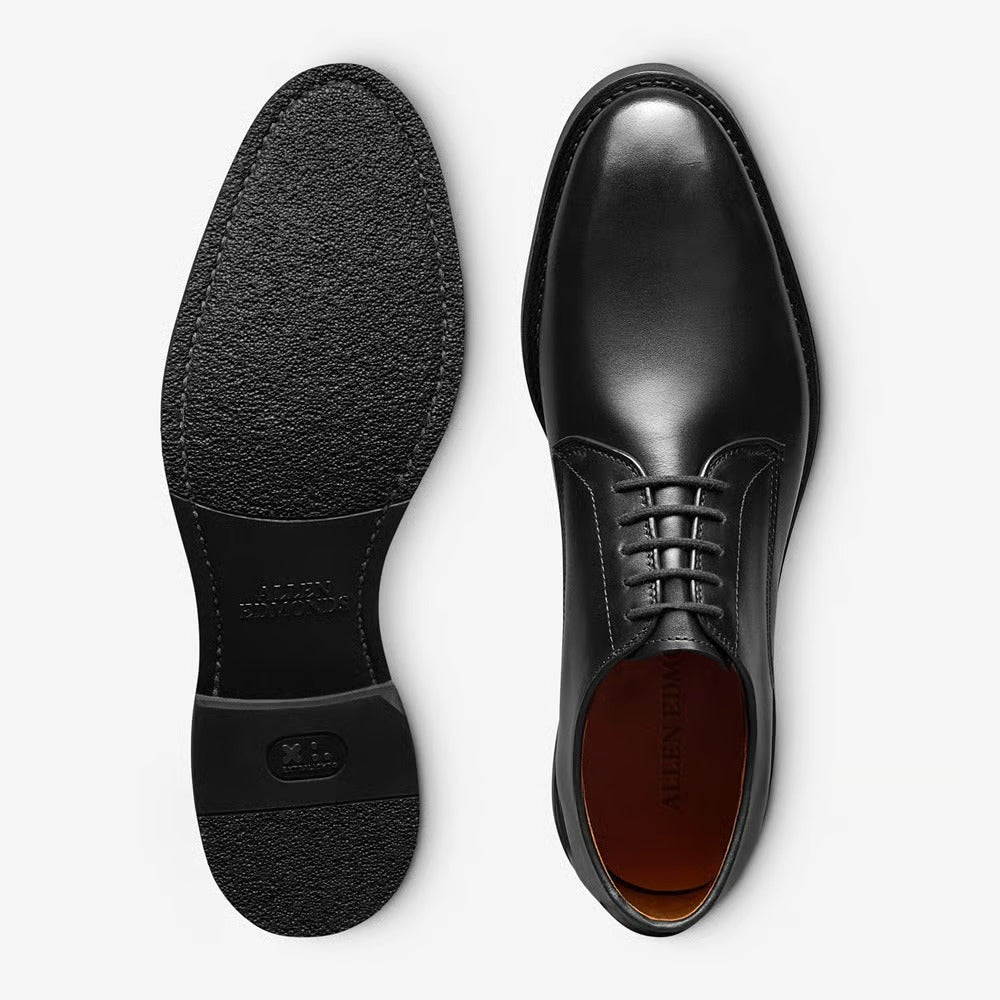 Ramsey Plain-Toe Derby Dress Shoe in Black Leather by Allen Edmonds