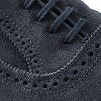 Strand Verse Cap-Toe Oxford Dress Shoe with Perf Detailing in Navy Suede by Allen Edmonds