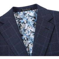 Wool Stretch Single Breasted SLIM FIT Suit in Navy Check (Short, Regular, and Long Available) by English Laundry