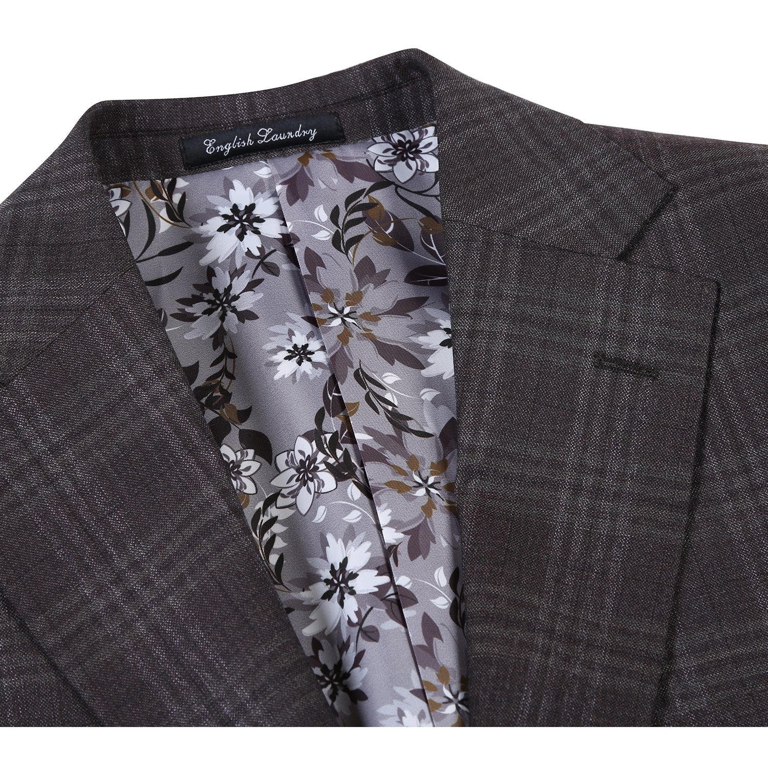 Wool Stretch Single Breasted SLIM FIT Suit in Brown Check (Short, Regular, and Long Available) by English Laundry