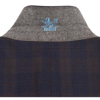 Stretch Performance Double Breasted SLIM FIT Suit in Brown with Navy Check by English Laundry