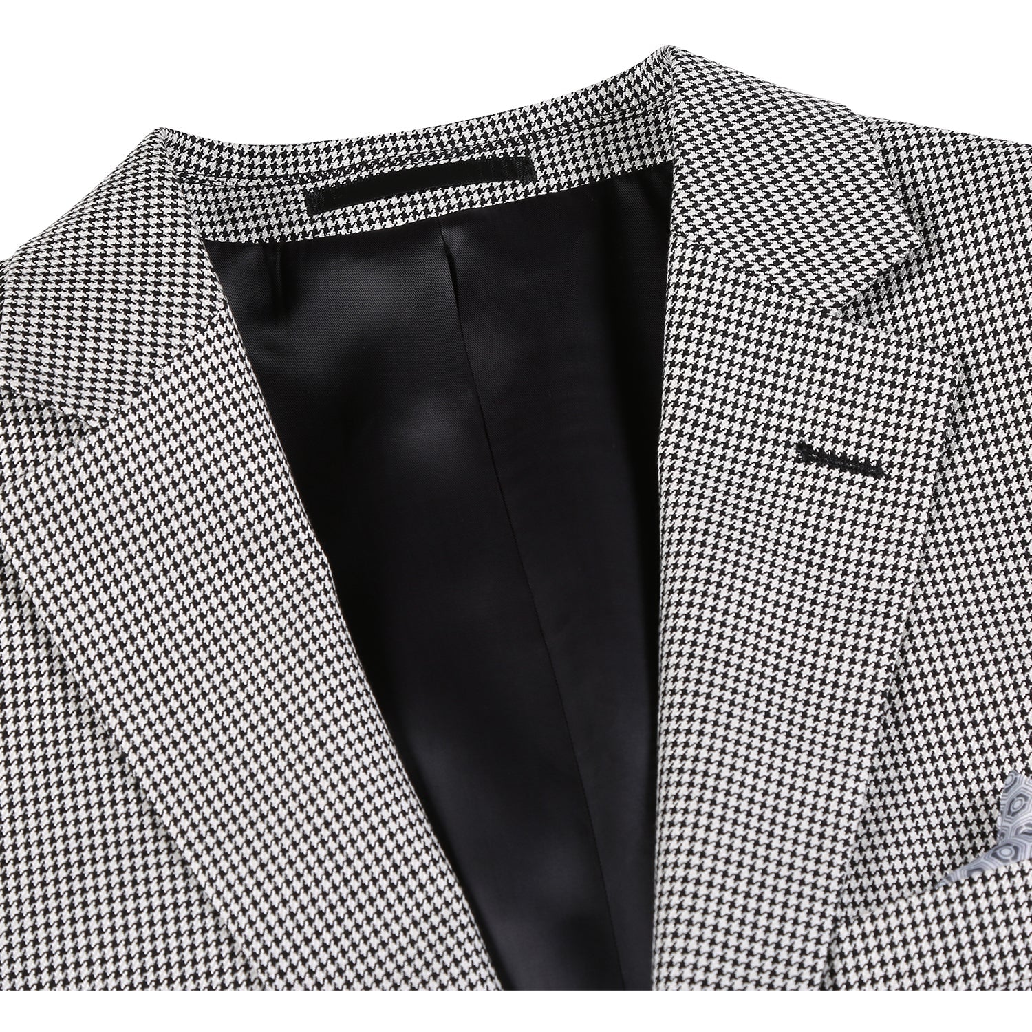 Single Breasted SLIM FIT Wool and Silk Sport Coat in Black and Winter White Houndstooth (Short, Regular, and Long Available) by Renoir